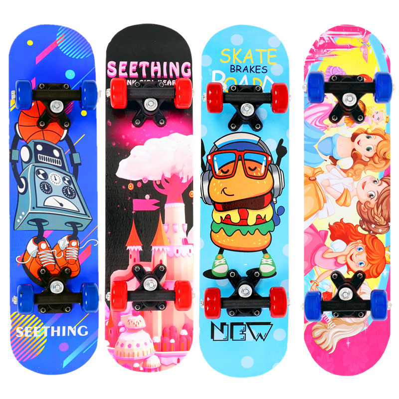 Four-wheel skateboard beginners, teenagers, boys and girls, double-sided children, cartoon 2406, maple wood skateboard manufacturer wholesale details Picture