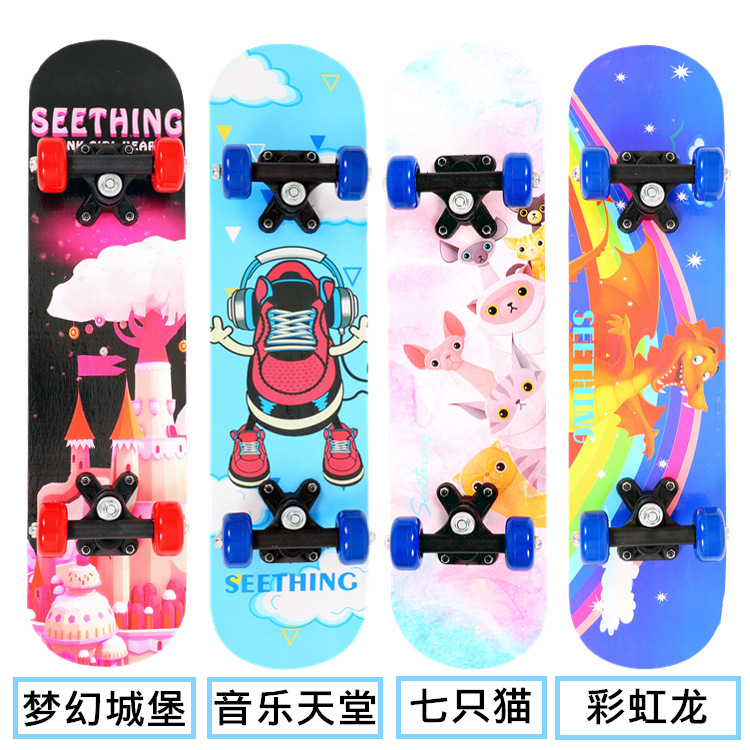 Four-wheel skateboard beginners, teenagers, boys and girls, double-sided children, cartoon 2406, maple wood skateboard manufacturer wholesale Specification drawing