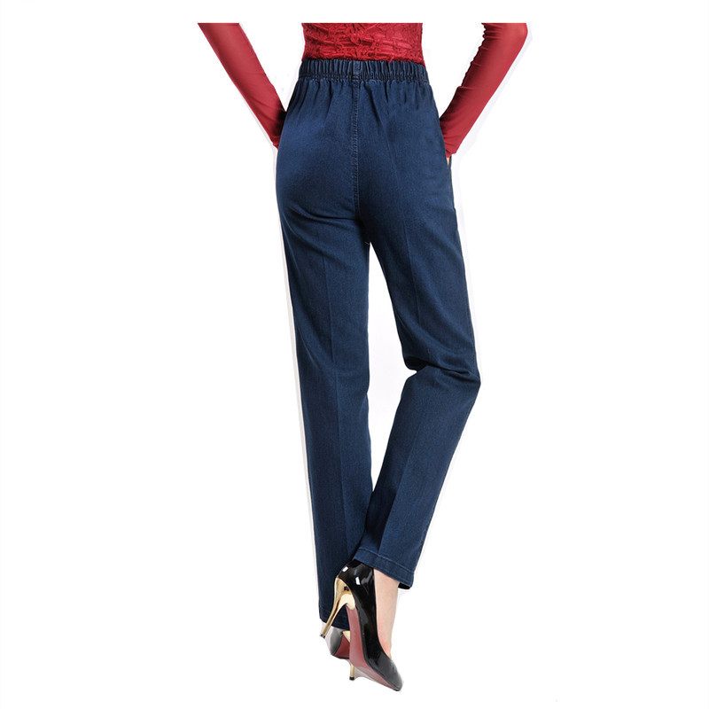 Women's pants for middle-aged and elderly people, jeans for middle-aged women, high-waisted, large-sized, loose jeans for mothers, and tight-waisted pants Specification image