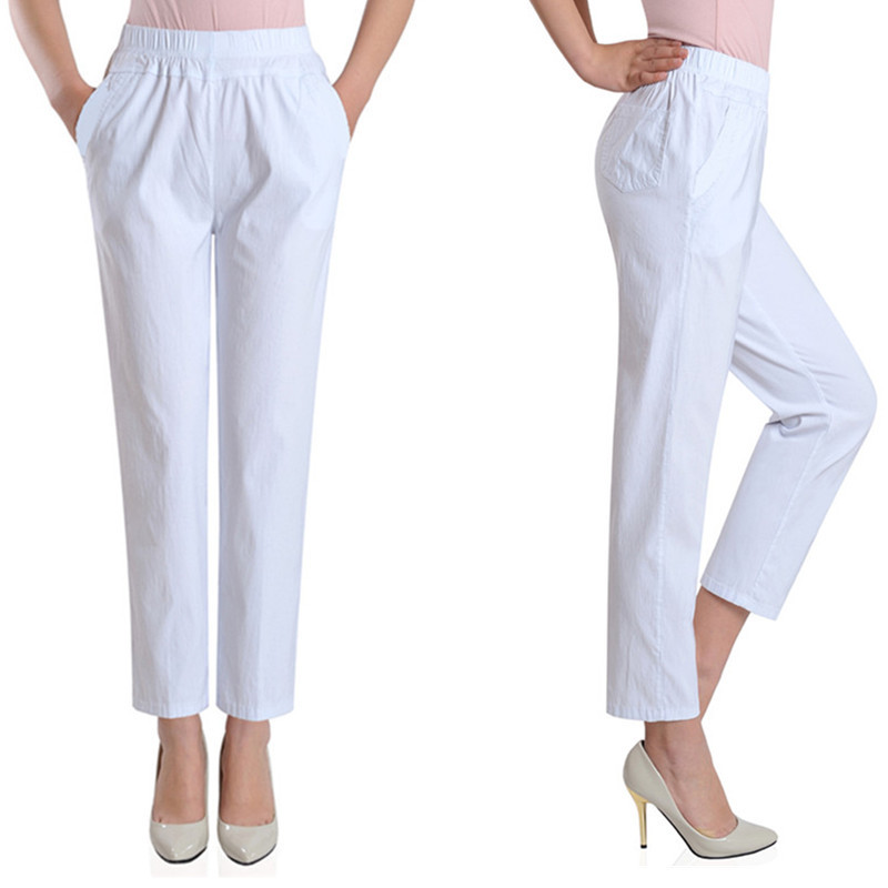 Original manufacturer's 20 summer new mom pants for middle-aged and elderly women, thin, high-waisted, loose, casual and elastic women's pants details Picture