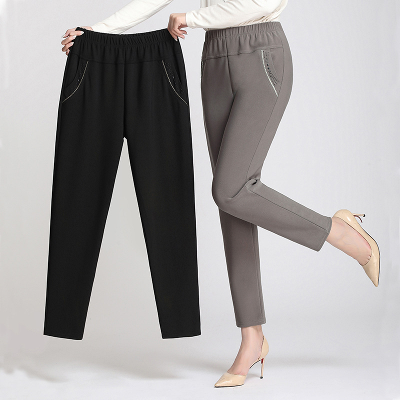 New autumn grandma pants for middle-aged and elderly women, original Pujiang women's pants, elastic waist casual pants, loose mom pants