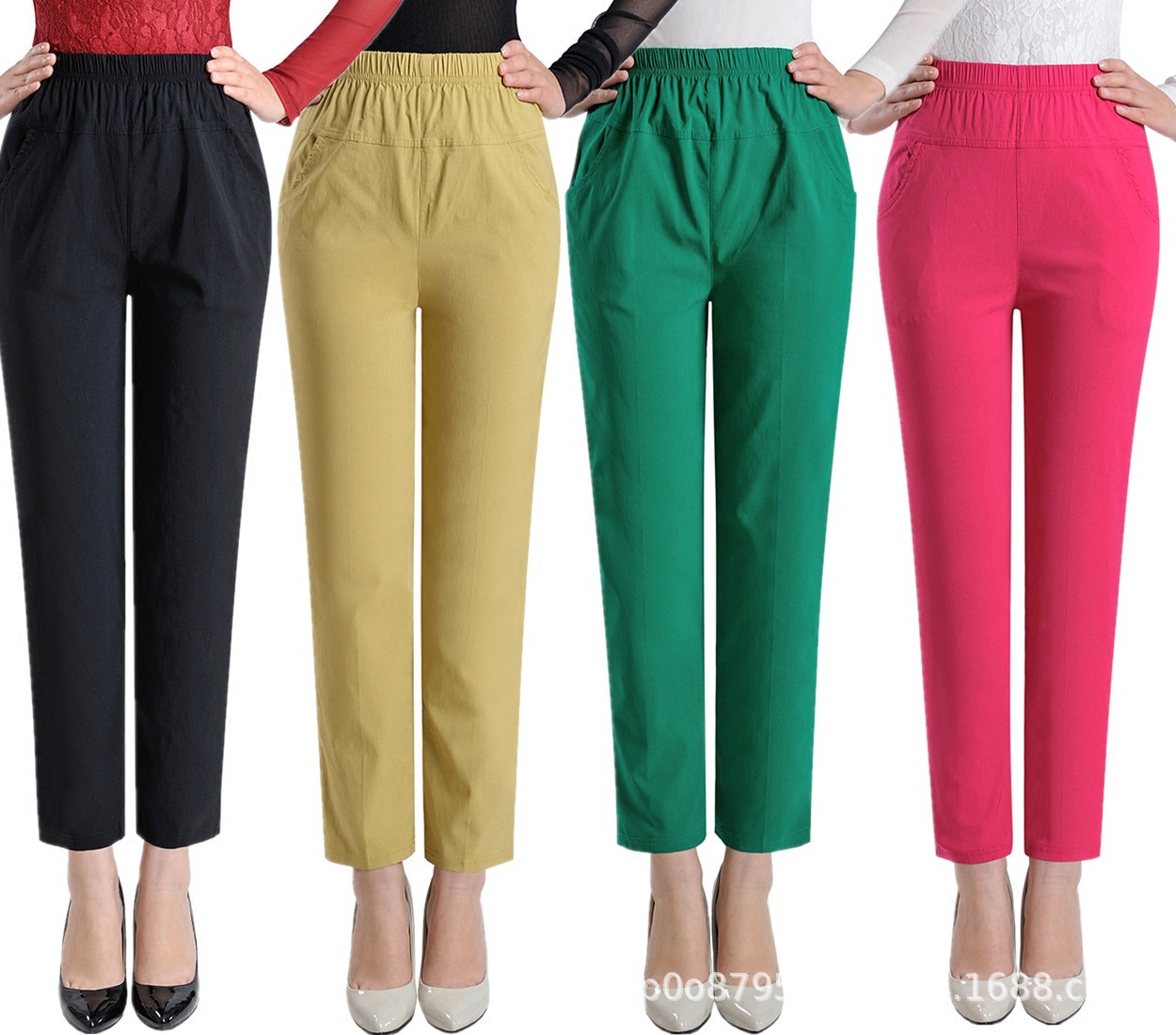 Original manufacturer's 20 summer new mom pants for middle-aged and elderly women, thin, high-waisted, loose, casual and elastic women's pants Specification image