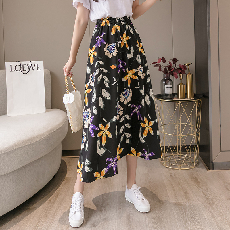 Daisy Skirt 20 New Women's high-waisted floral chiffon skirt Long new hip-hugging A-line skirt Application Scenario