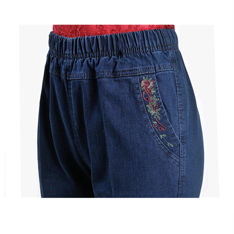 Women's pants for middle-aged and elderly people, jeans for middle-aged women, high-waisted, large-sized, loose jeans for mothers, and tight-waisted pants Application Scenario