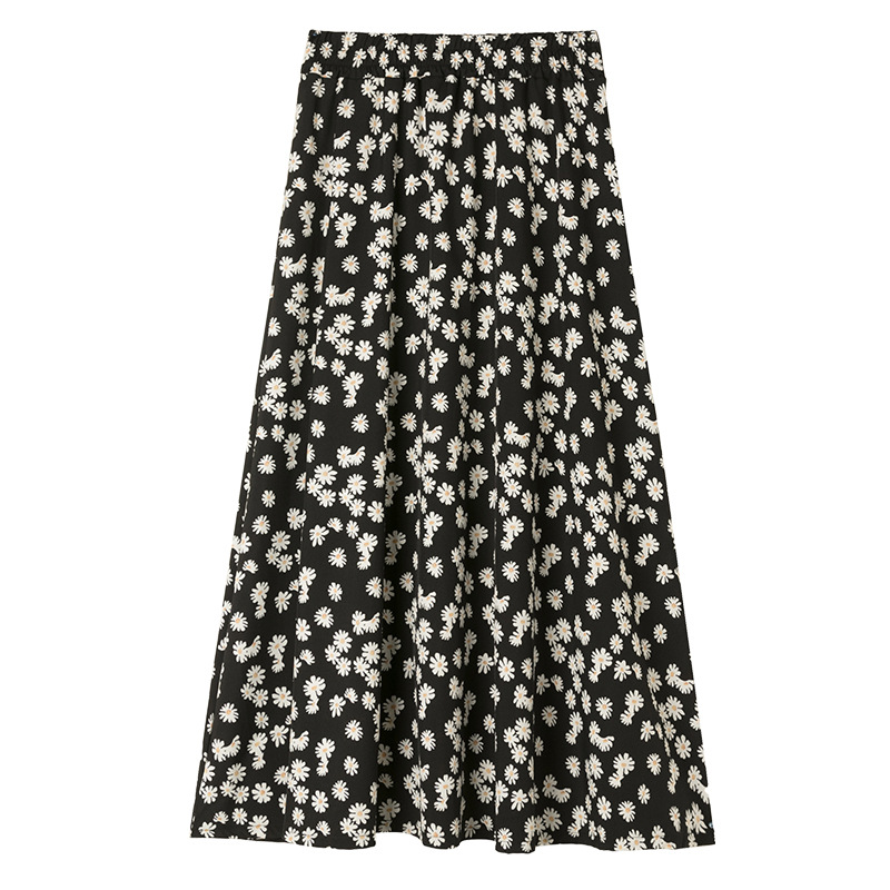 Daisy Skirt 20 New Women's high-waisted floral chiffon skirt Long new hip-hugging A-line skirt Item Picture
