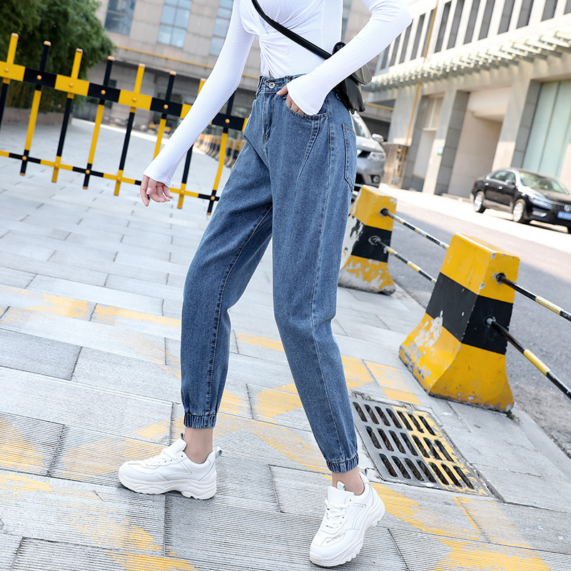 High-waisted women's jeans, new spring and autumn loose pants, fashionable 9-inch denim bottom wear for women, versatile skinny pants for women details Picture
