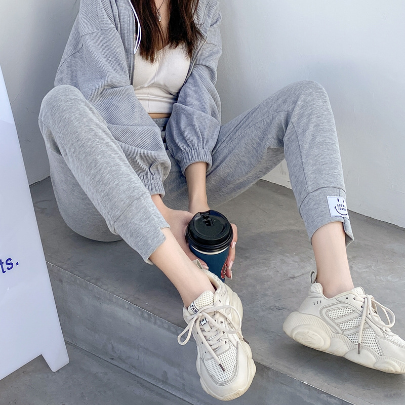 2021 new Spring and autumn grey loose casual pants, Harun pants, women's sweatpants, high-waisted running student sportswear pants Application Scenario