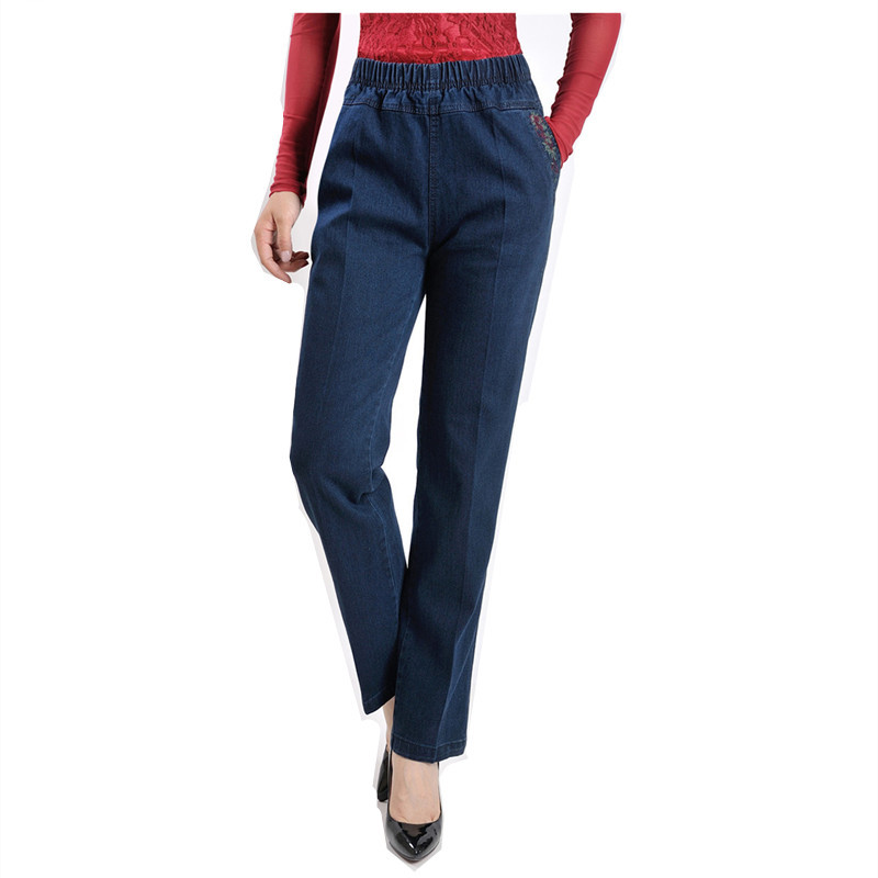 Women's pants for middle-aged and elderly people, jeans for middle-aged women, high-waisted, large-sized, loose jeans for mothers, and tight-waisted pants Item Picture