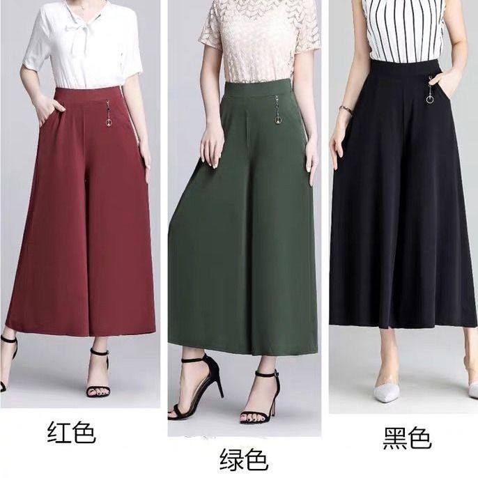Large-sized cool skirt pants, wide-leg pants, summer mom wide-leg pants, thin casual pants, fashionable high-waisted pants wholesale Specification image