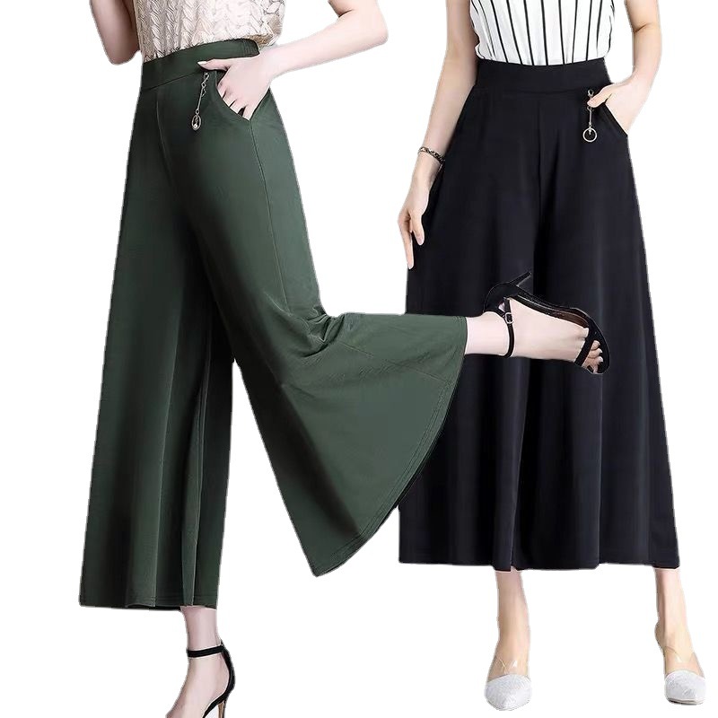 Large-sized cool skirt pants, wide-leg pants, summer mom wide-leg pants, thin casual pants, fashionable high-waisted pants wholesale Item Picture