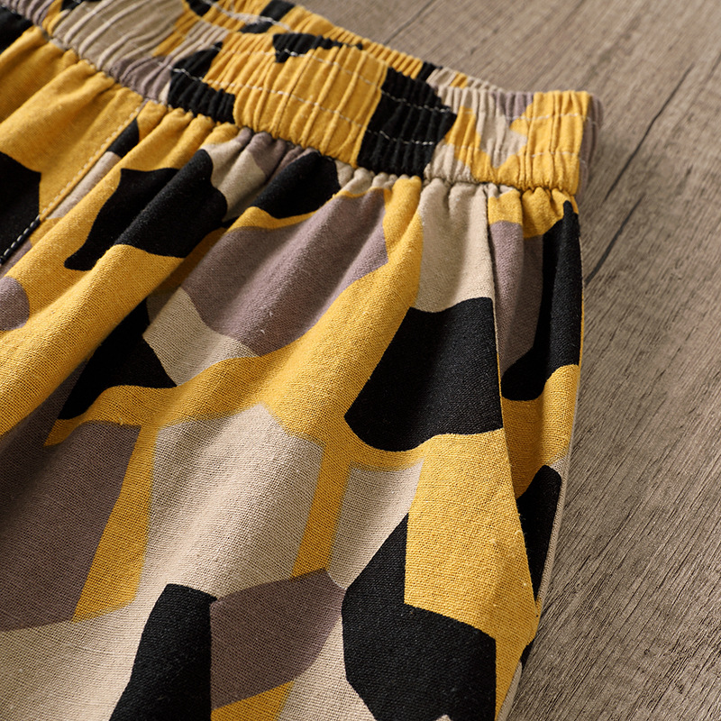 Cotton and linen pants, thin summer pants for women, Harem pants, loose printed oversized pants, mom pants for women, linen 9-inch casual pants details Picture