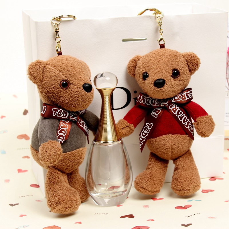 Wholesale of fashionable, colorful, fragrant, joint bear, teddy bear, plush toys, creative bags, keychains and small pendants Specification drawing