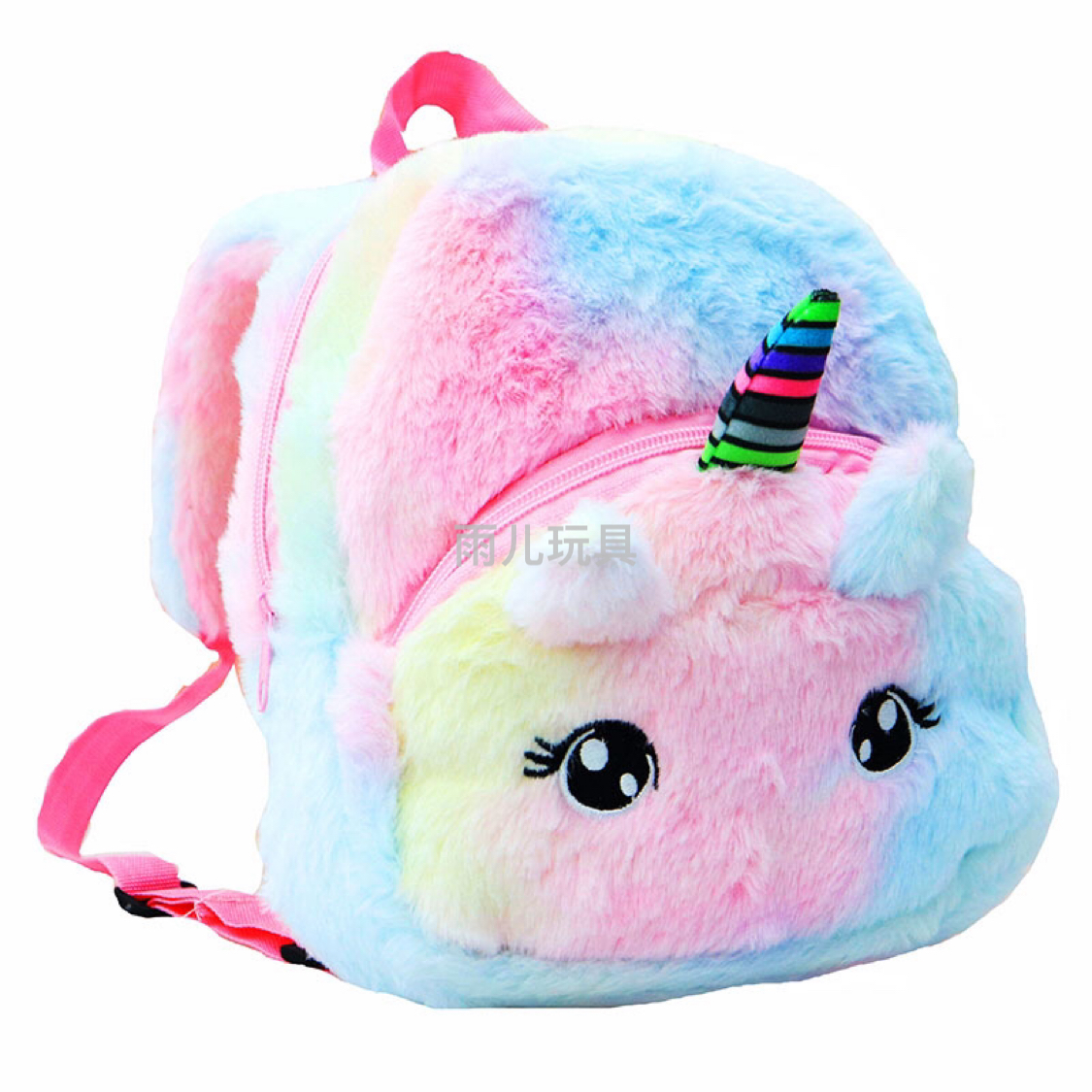 Plush toy schoolbag, unicycle backpack, cartoon unicycle schoolbag, furry unicycle double-pull backpack details Picture