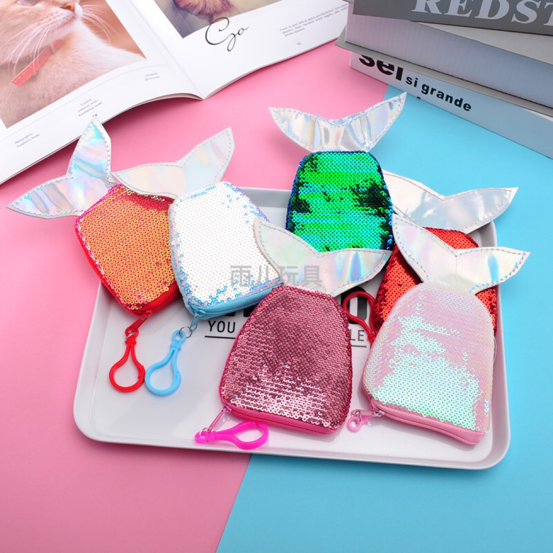 Sequined wallet, mermaid coin purse, children's coin purse, Korean version creative coin purse Specification drawing