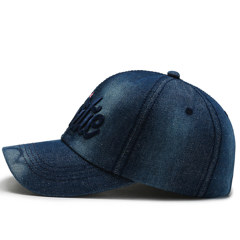 Seasonal simple washed hats, denim baseball caps, sun hats, trendy lettered baseball caps, spring and autumn sun hats details Picture