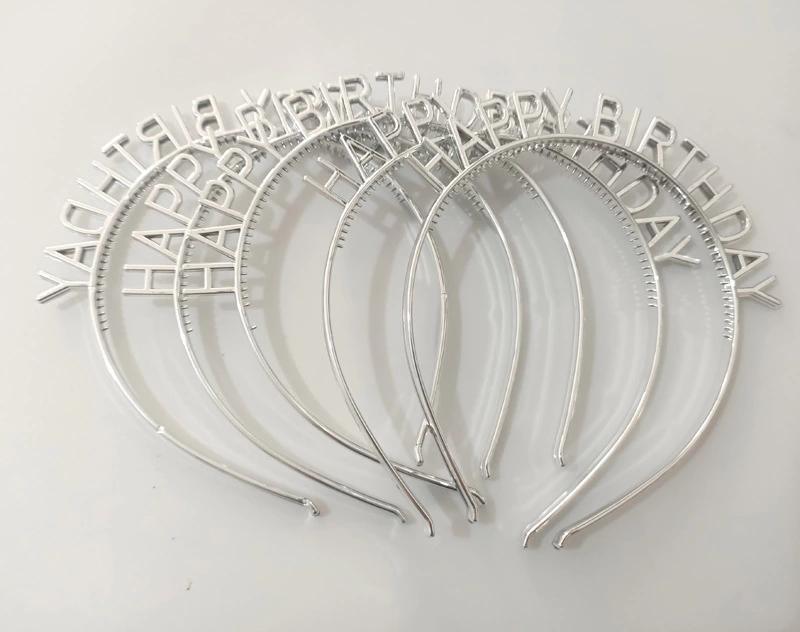 Cross-border birthday happy headband, European and American gold and silver nightclub hair accessories, Birthday headband, plastic headwear wholesale details Picture