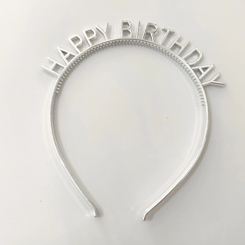 Cross-border birthday happy headband, European and American gold and silver nightclub hair accessories, Birthday headband, plastic headwear wholesale Application Scenario