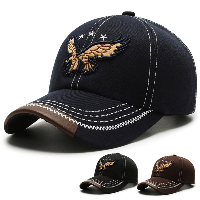 Men's and women's couple cotton and polyester baseball caps, new summer and spring sports sun protection baseball caps, embroidered eagle sun caps