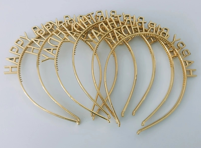 Cross-border birthday happy headband, European and American gold and silver nightclub hair accessories, Birthday headband, plastic headwear wholesale full figure