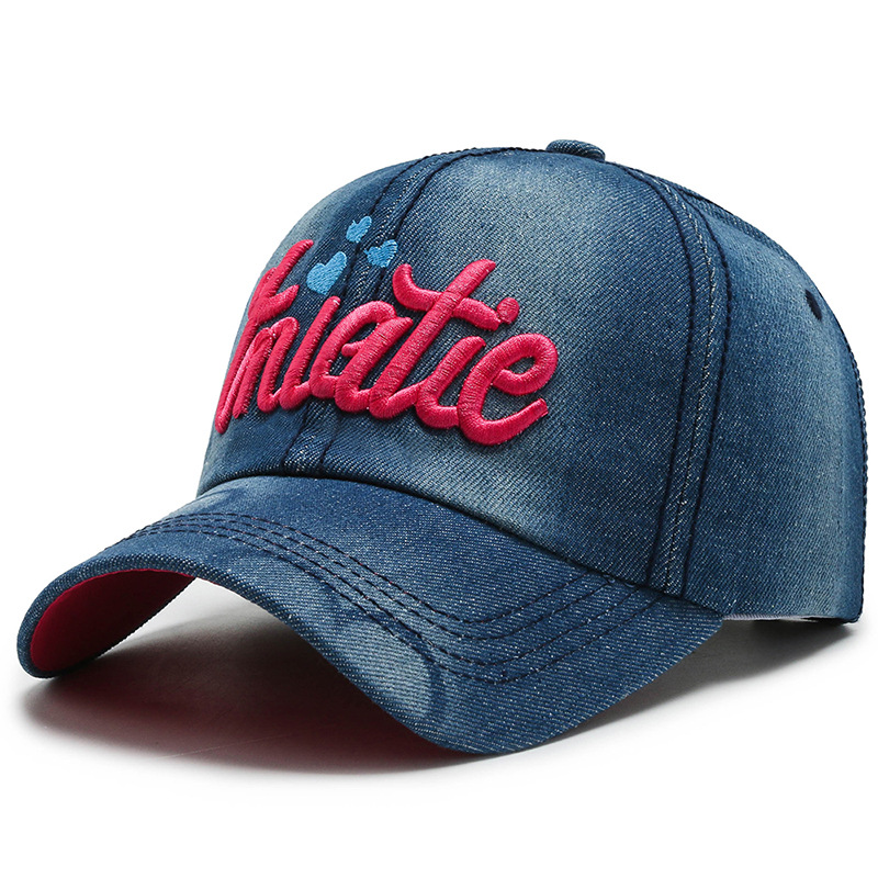 Seasonal simple washed hats, denim baseball caps, sun hats, trendy lettered baseball caps, spring and autumn sun hats Item Picture
