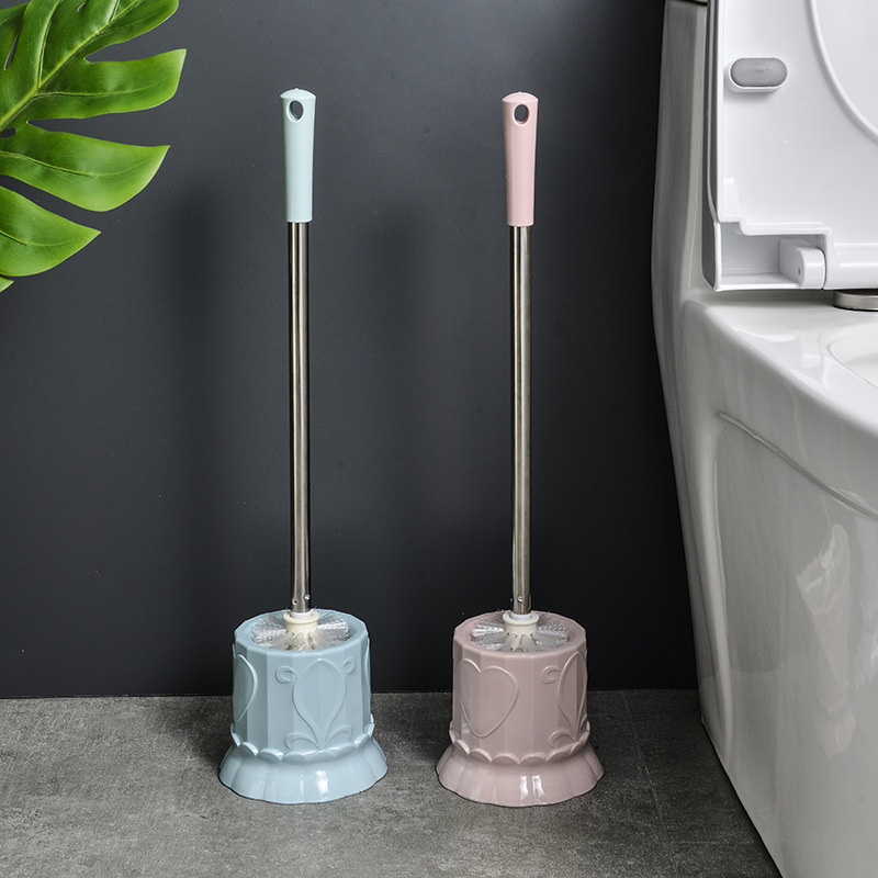 The manufacturer's best-selling household toilet brush cleaning, stainless steel handle toilet brush set, soft bristle toilet brush with base Specification image