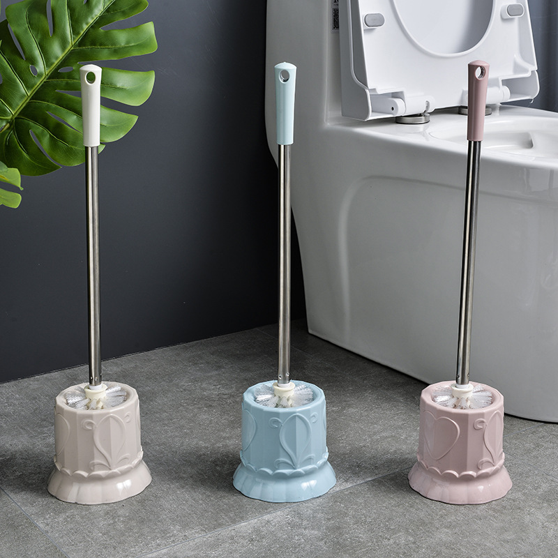 The manufacturer's best-selling household toilet brush cleaning, stainless steel handle toilet brush set, soft bristle toilet brush with base The manufacturer's best-selling household toilet brush cleaning, stainless steel handle toilet brush set, soft bristle toilet brush with base