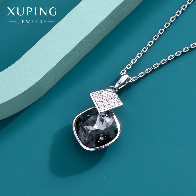 旭平首饰新款潮简约水晶锁骨链 厂家直供气质日常镀白金色项链女