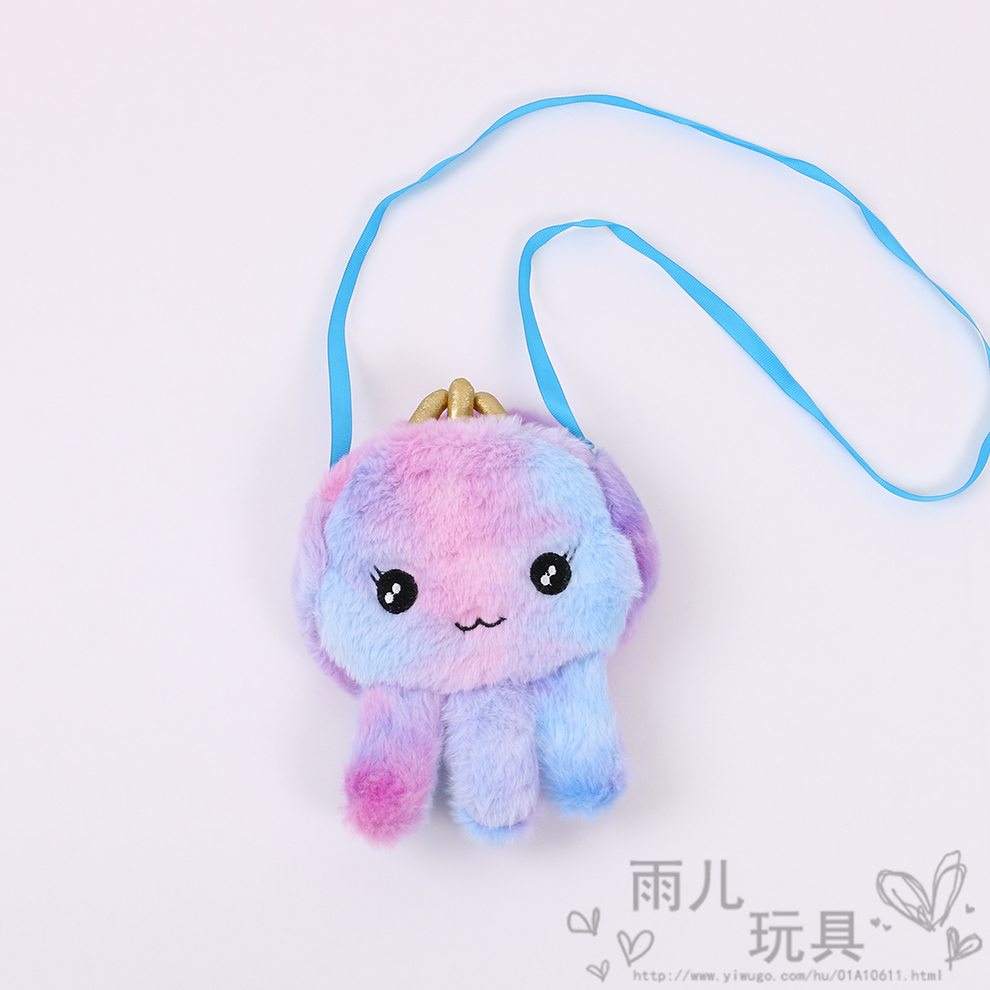 Children's cartoon octopus plush single-shoulder crossbody bag, cute little bag, girls' cute style, fashionable and stylish storage bag details Picture