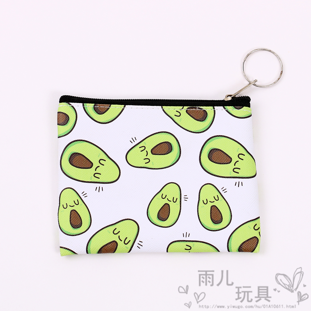 Avocado coin purse, storage bag, cloth bag, portable Korean cartoon women's clutch, fabric mini leather small bag Item Picture