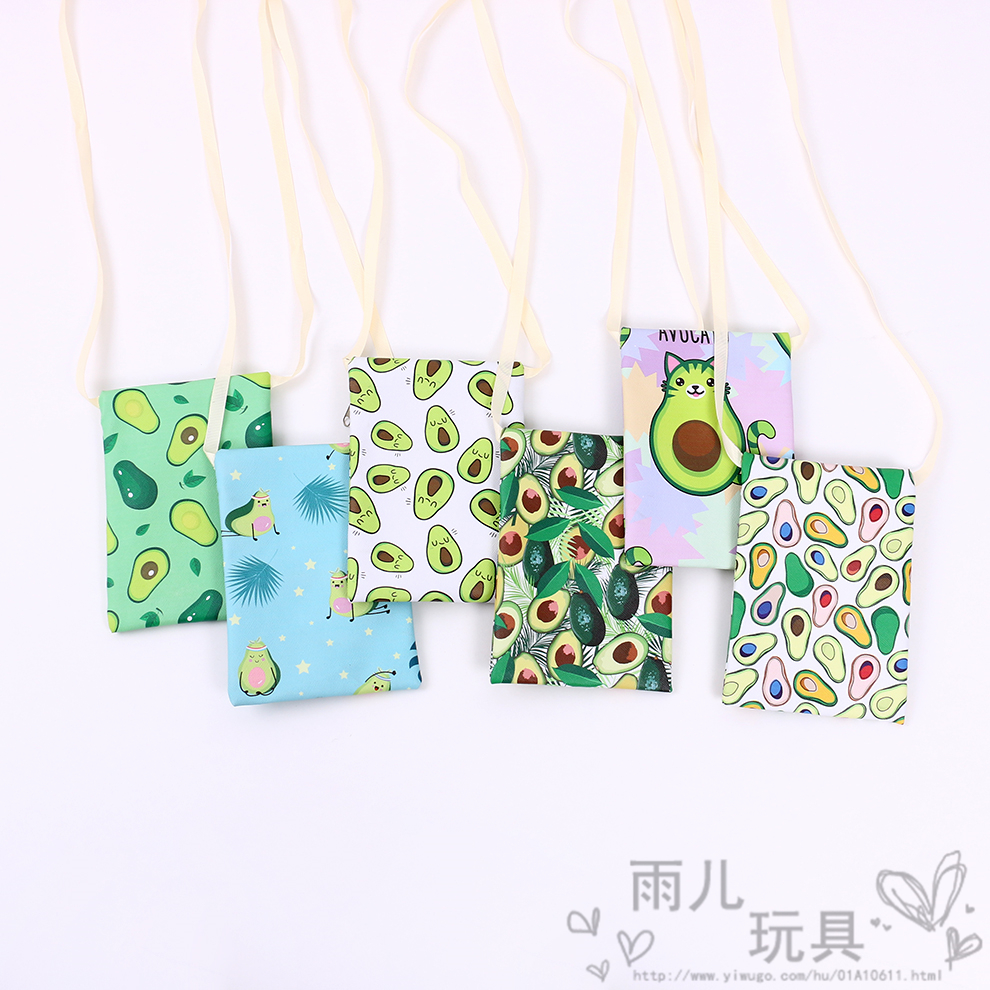 New creative children's fruit wallet, avocado phone case, mini accessory, phone crossbody zipper small bag details Picture