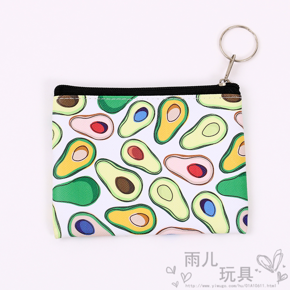 Avocado coin purse, storage bag, cloth bag, portable Korean cartoon women's clutch, fabric mini leather small bag details Picture