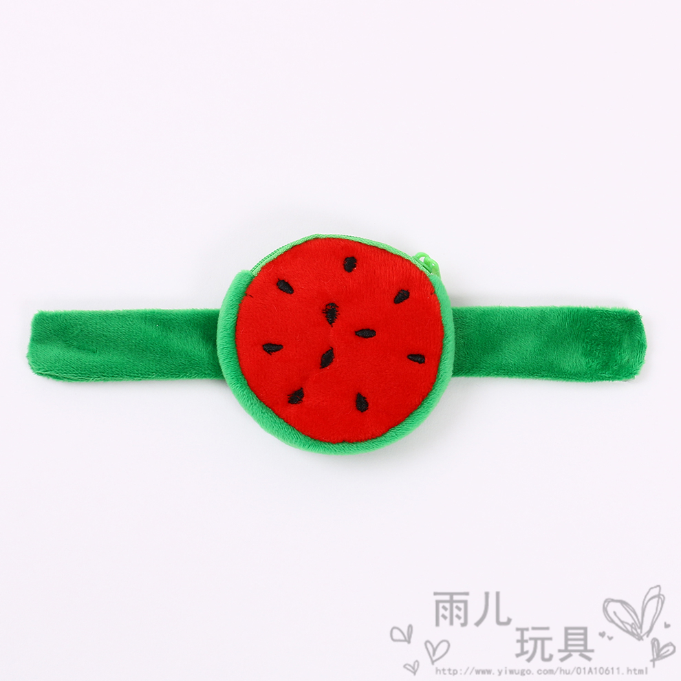 Cute cartoon fruit series plush coin purse, new children's papa ring doll wrist strap toy small wallet Item Picture