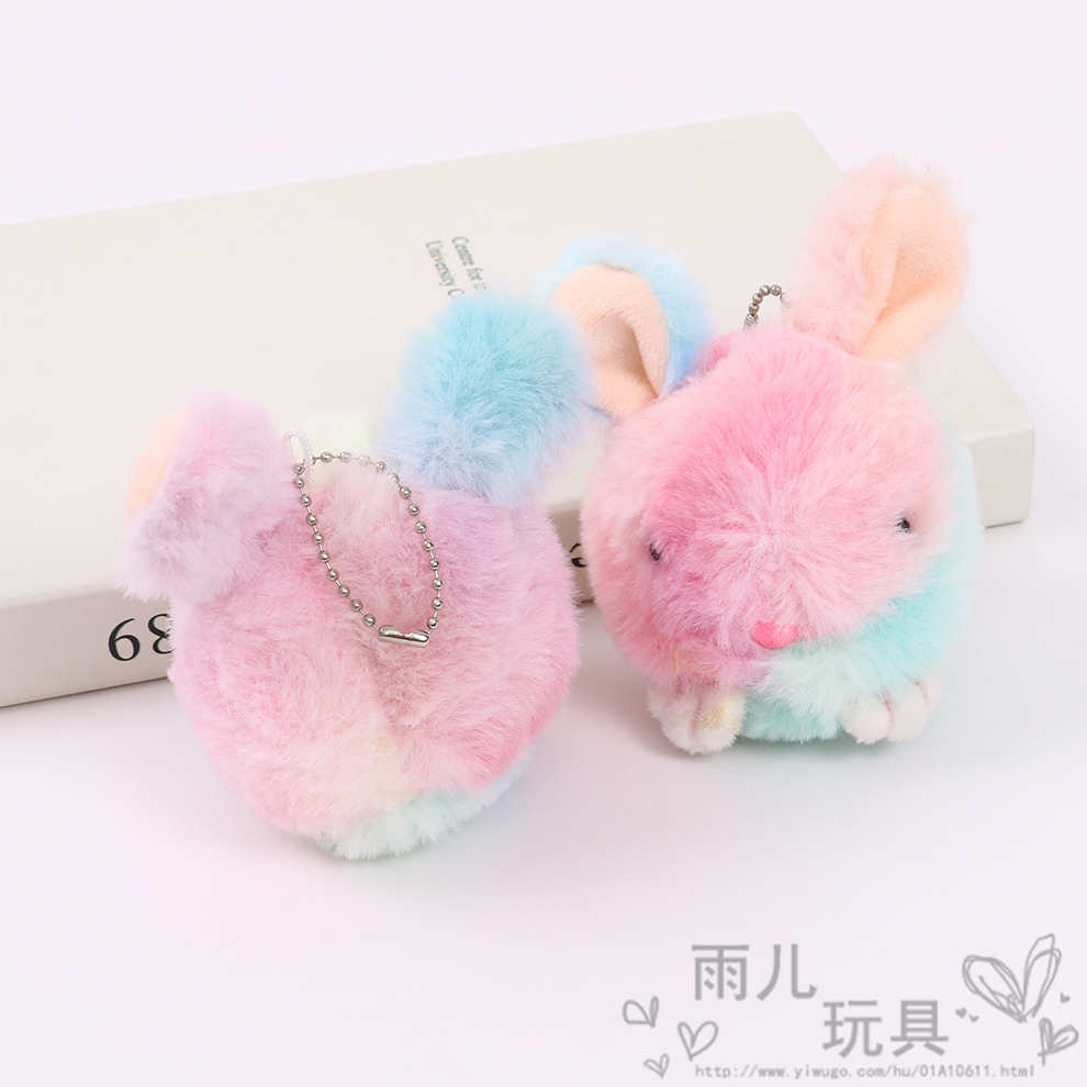 Cute rabbit plush toys, mini simulation rabbit figurines, keychains, children's dolls, schoolbags, pendants details Picture