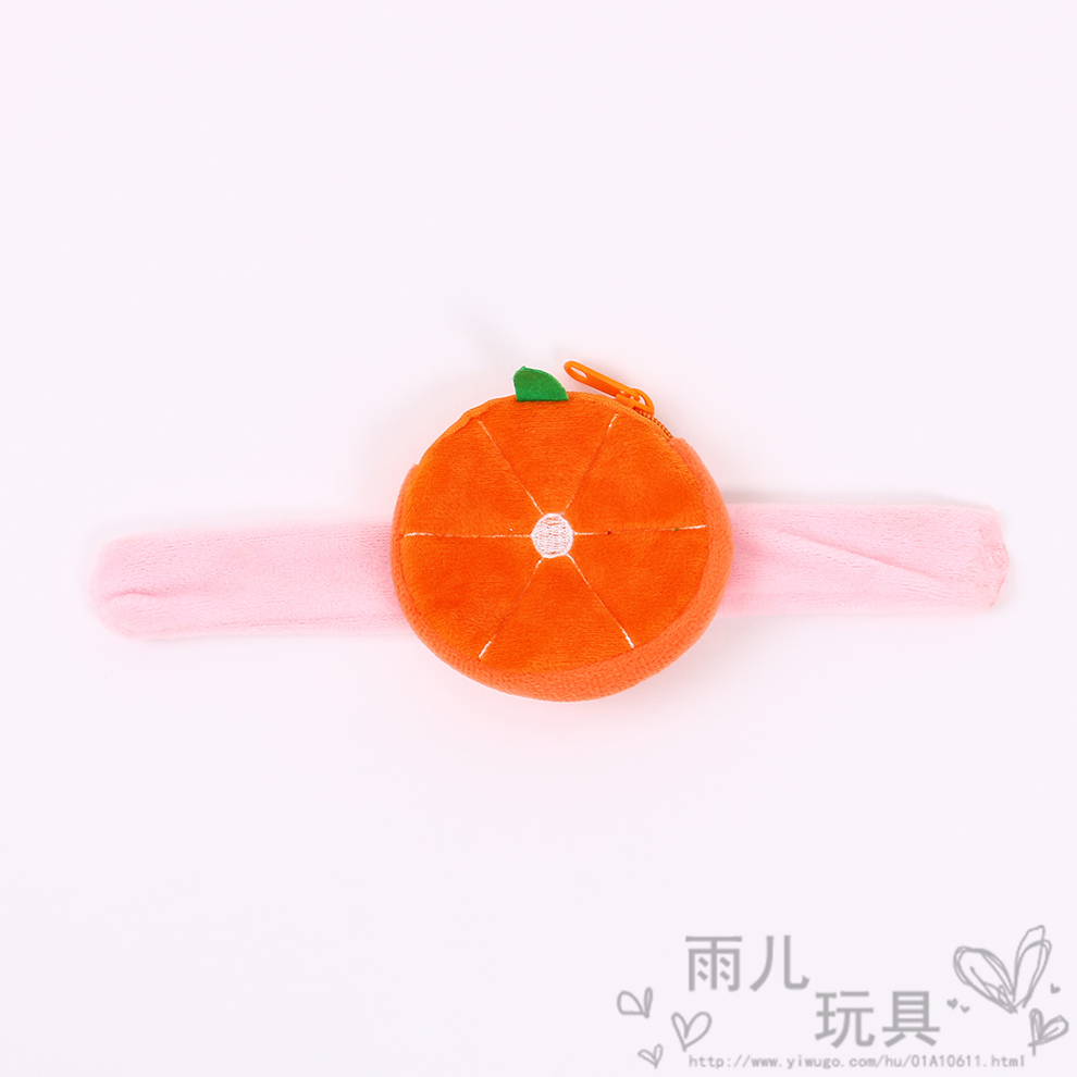 Cute cartoon fruit series plush coin purse, new children's papa ring doll wrist strap toy small wallet details Picture