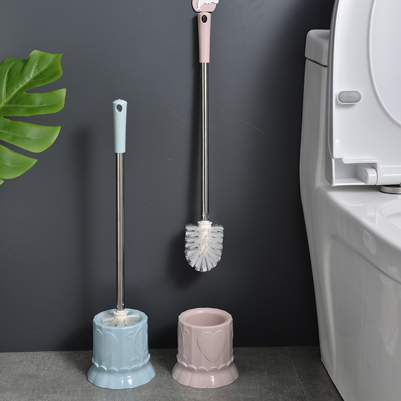 The manufacturer's best-selling household toilet brush cleaning, stainless steel handle toilet brush set, soft bristle toilet brush with base details Picture