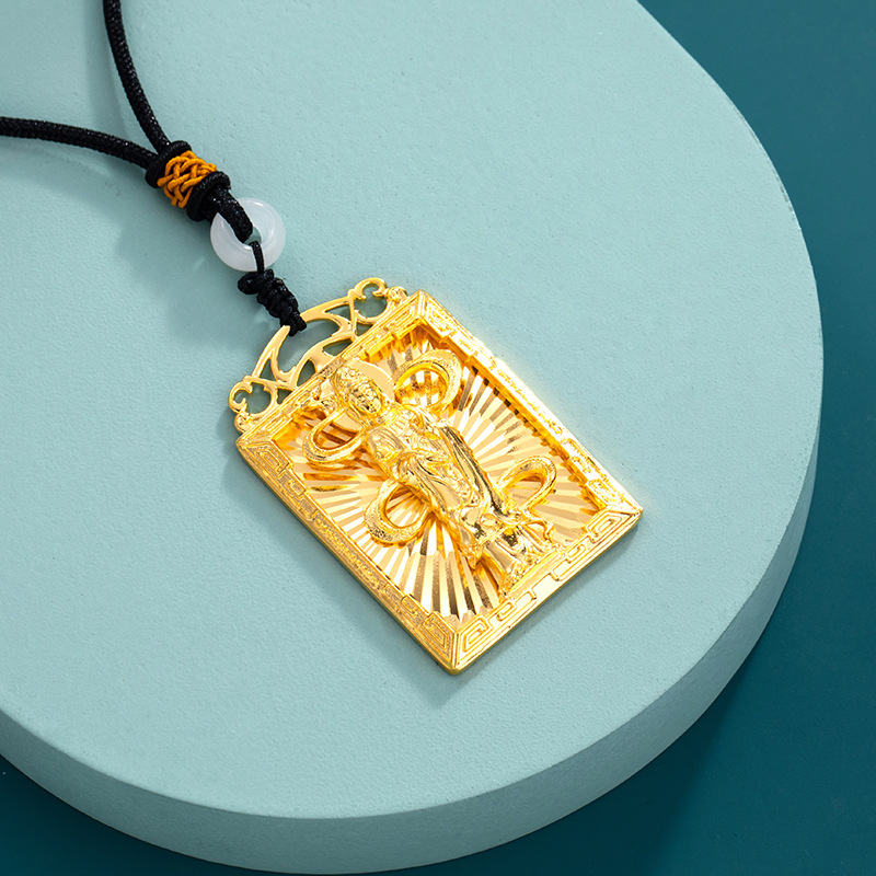 Xuping Jewelry's new product tag, customizable pendant, 24k color, fashionable and retro Guanyin pendant, sweater chain, necklace for women details Picture