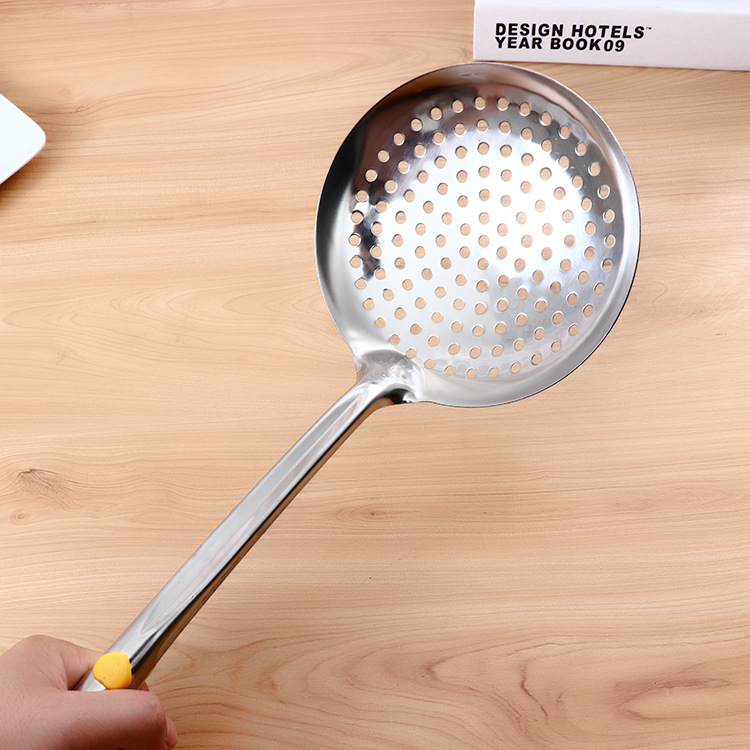 16# Kitchen non-magnetic stainless steel filter strainer, 1.5mm thick household extended handle stainless steel strainer Specification image