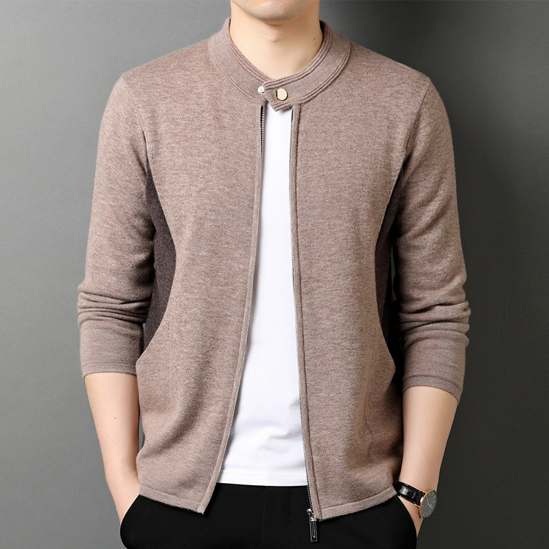 Autumn and winter new sweater men's zipper sweater cardigan coat Korean fashion thickened round neck warm knit