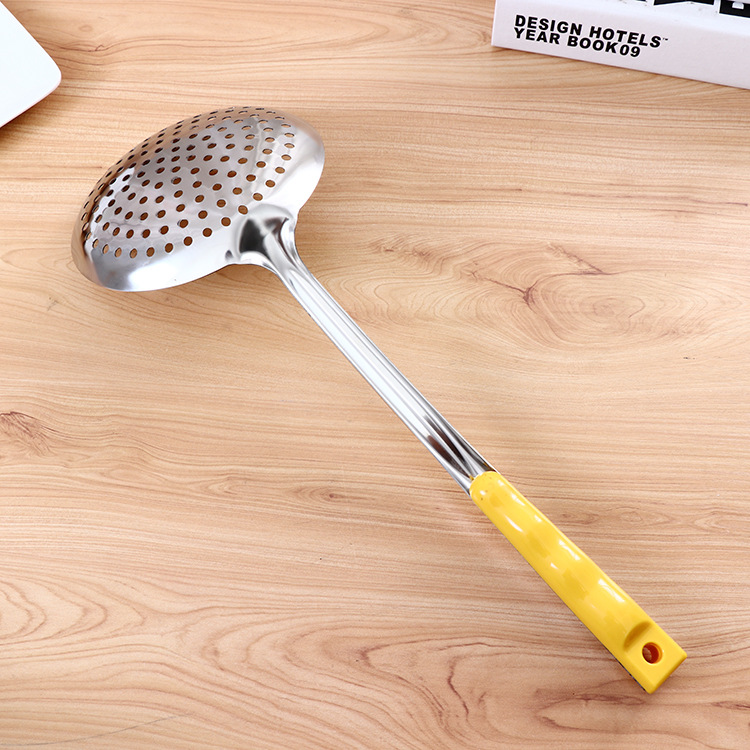 16# Kitchen non-magnetic stainless steel filter strainer, 1.5mm thick household extended handle stainless steel strainer details Picture