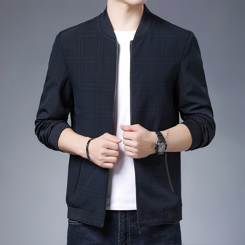 Spring and autumn new jacket jacket for young men thin leisure slim dad business collar handsome baseball suit