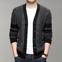 2021 new men's sweater thickened knit coat autumn and winter Korean fashion cardigans wear warm sheep sweater