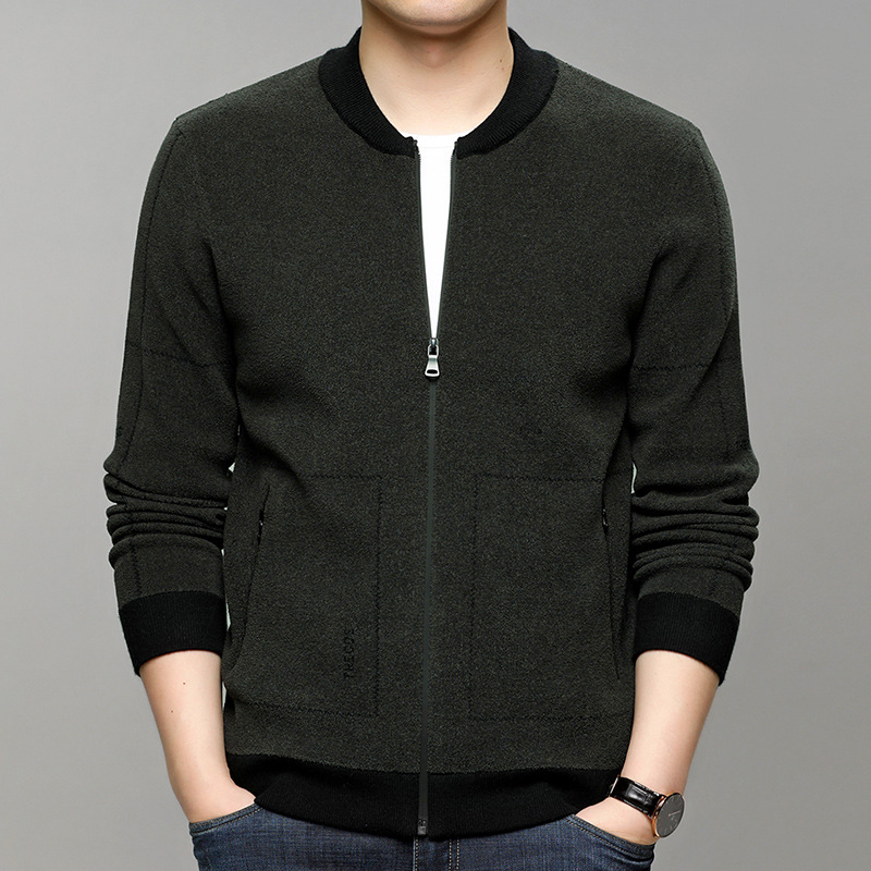 2021 Jacket cardigan Men's fall collection Youth baseball neck sweater to wear men's casual zip-up jacket