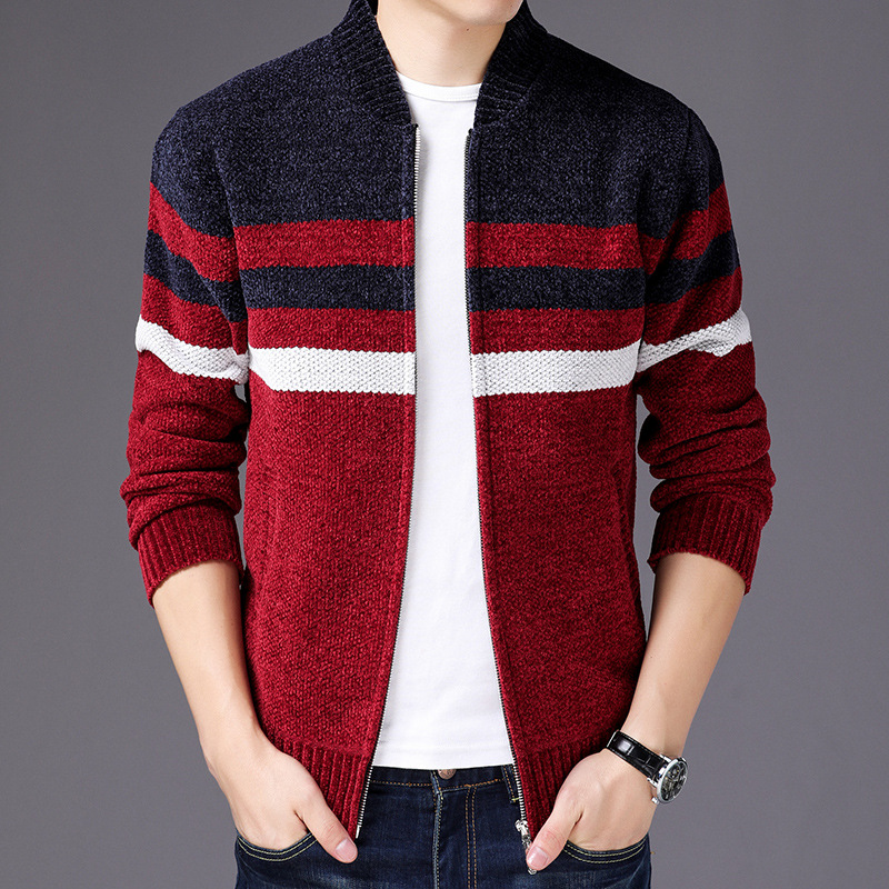 Men's hoodies 2020 fall loose stand collar coat Korean fashion handsome cashmere knit cardigans for men's wear