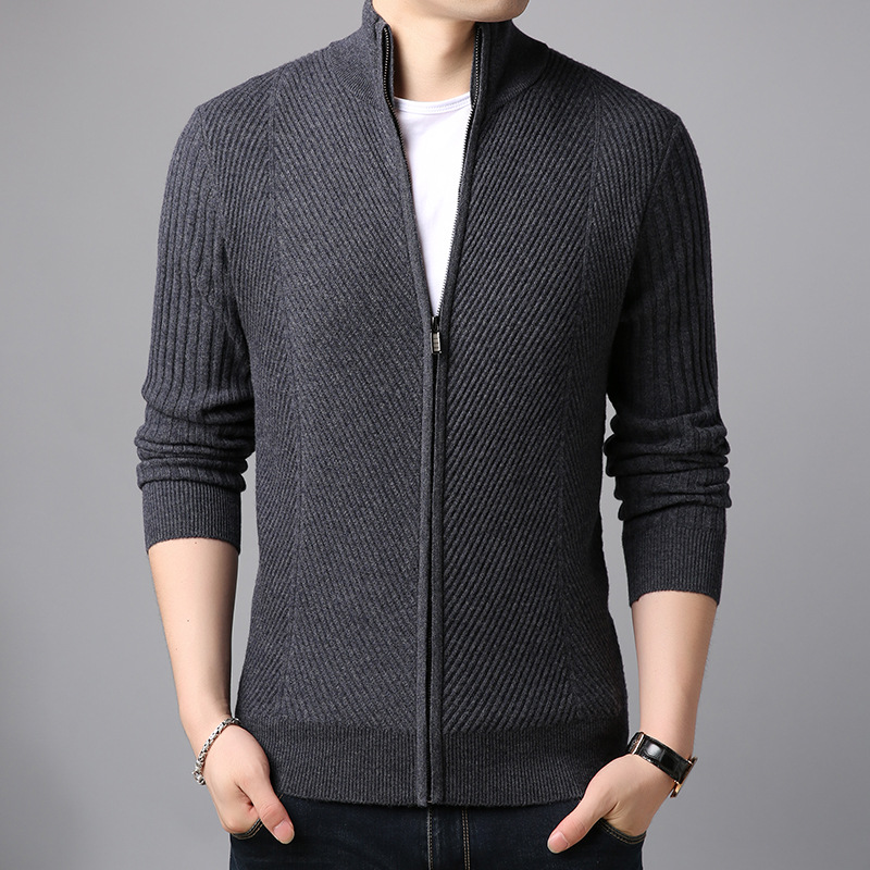 Boutique cardigan men's young cardigans wear spring and autumn bottom sweater knitted coat sweater Korean trend
