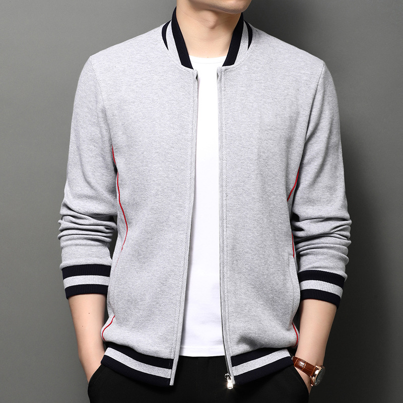Printed men's baseball collar jacket coat Korean version of the new spring and autumn cardigan men casual wear sweaters