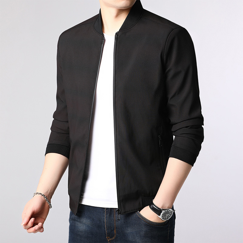 Spring/Fall 2021 New men's zip-up cardigan jacket middle-aged casual baseball collar jacket business dad jacket