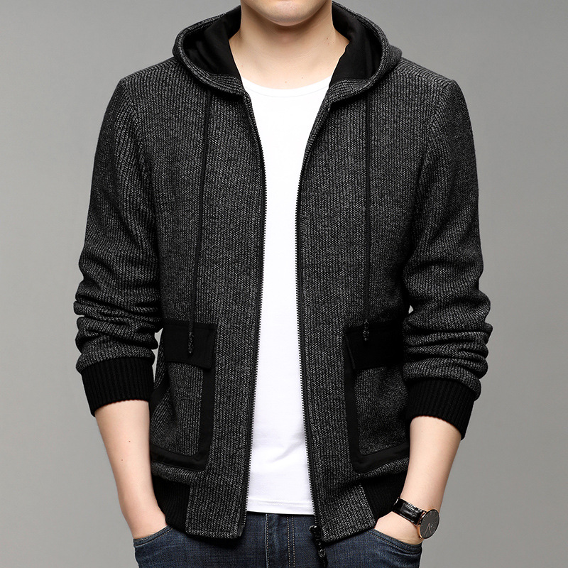 Cardigan men autumn winter new youth hooded hoodie men thick loose sweater zipper jacket jacket