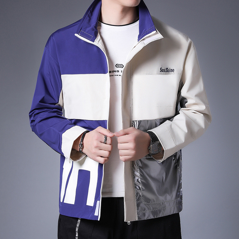 Spring and autumn new youth lapel jacket cardigan men handsome fashion casual color cargo men loose coat