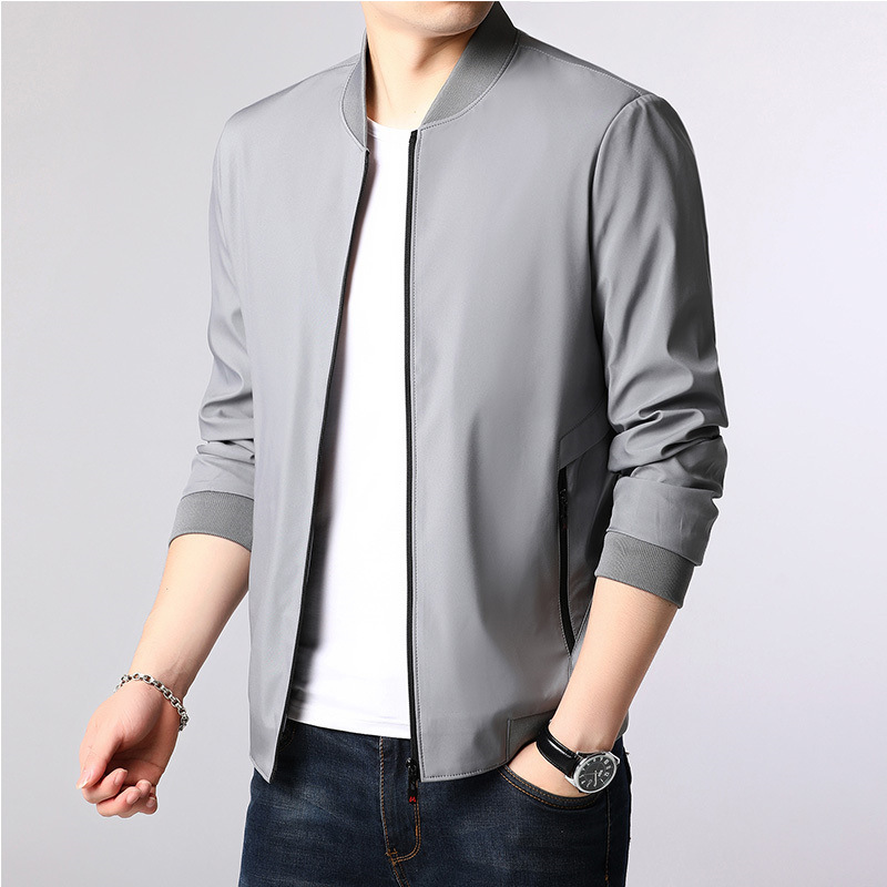 Middle-aged trend leisure baseball collar men's jacket spring and autumn new zipper cardigan jacket business fashion baseball clothing