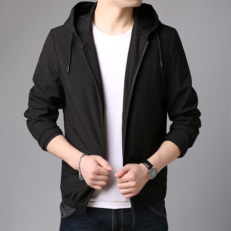 New hooded jacket for spring 2021 Korean jacket for young and middle-aged men's casual versatile black top